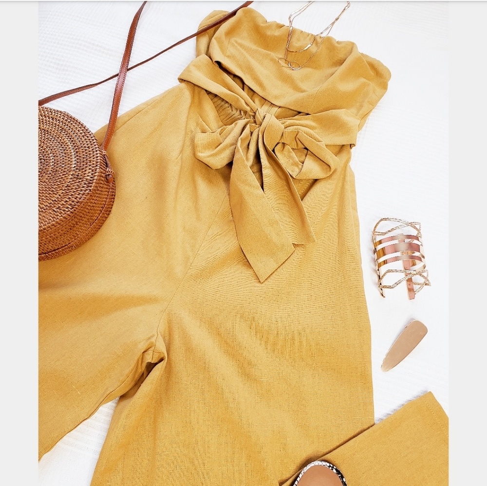 🚨END OF SUMMER SALE// Mustard yellow jumpsuit - Picture 3 of 8